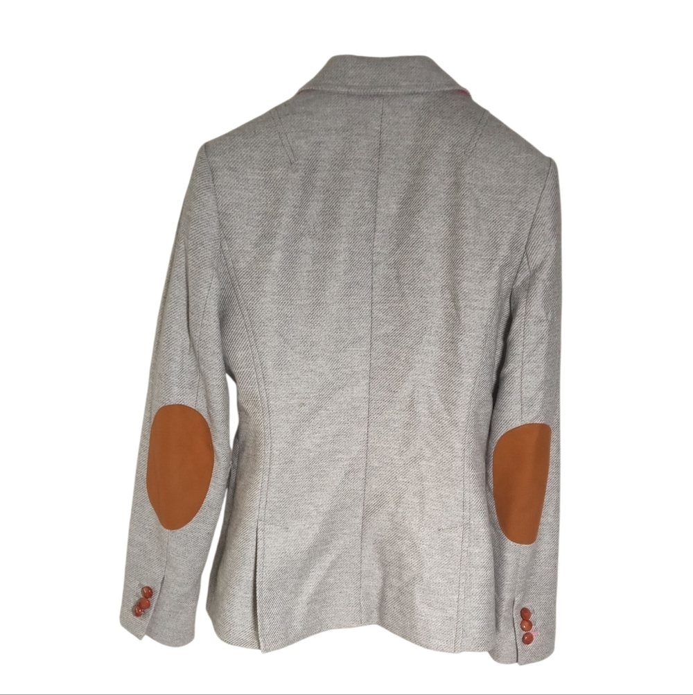 Banana Republic 2-Button Blazer Jacket Gray Patch Elbow Classic Fit Sz 8 - Picture 4 of 9